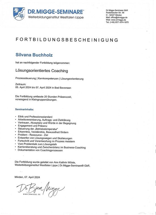 Fortbildung Lösungsorientiertes Coaching